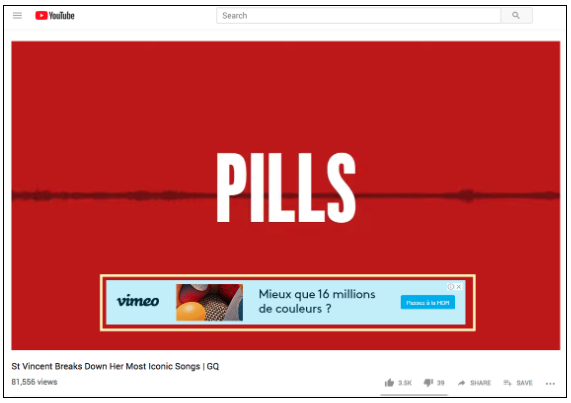 ํตัวอย่าง YouTube Ads แบบ Overlay Ads