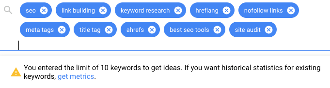 ตัวอย่างการค้นหา Keyword ทั้ง 10 คำ 