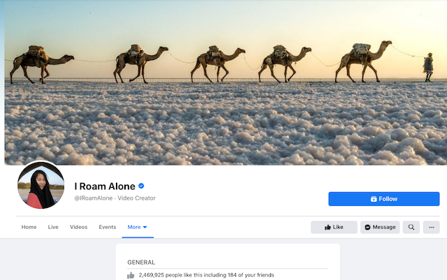 ตัวอย่าง Influencer ที่นำเสนอคอนเทนต์การท่องเที่ยว บน Facebook : I Roam Alone 