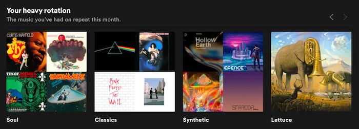 ตัวอย่างจาก Spotify ที่ใช้วิธีการ Personalization เพื่อนำเสนอประเภทของเพลงที่ผู้ฟังชอบ 