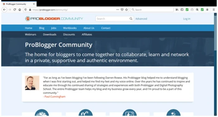 ตัวอย่าง Community ของเว็บไซต์ ProBlogger.com