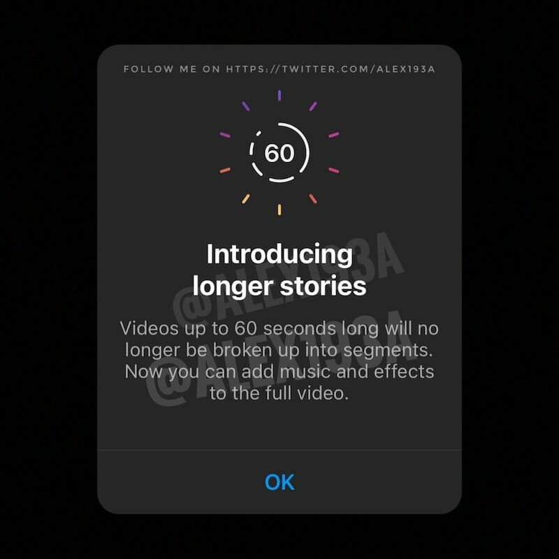 Instagram ทดลองให้ผู้ใช้งานโพสต์ Stories ได้ยาวถึง 60 วินาที