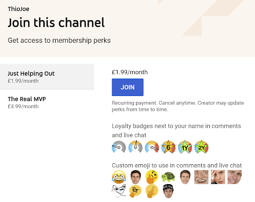 การสมัครใช้งาน YouTube Channel Memberships